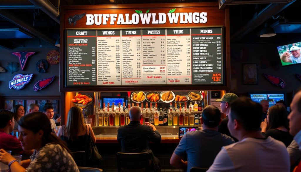 Buffalo Wild Wings bar menu