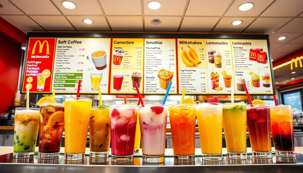 Drinks menu at McDonald's