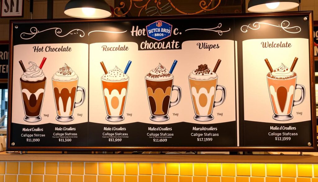 Dutch Bros hot chocolate pricing range