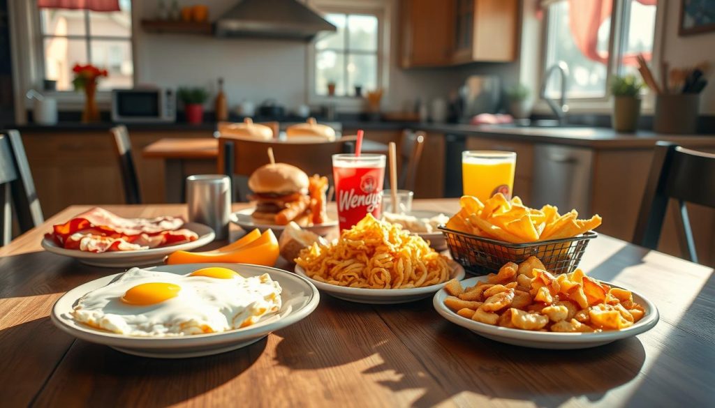 Family breakfast with Wendy's breakfast options