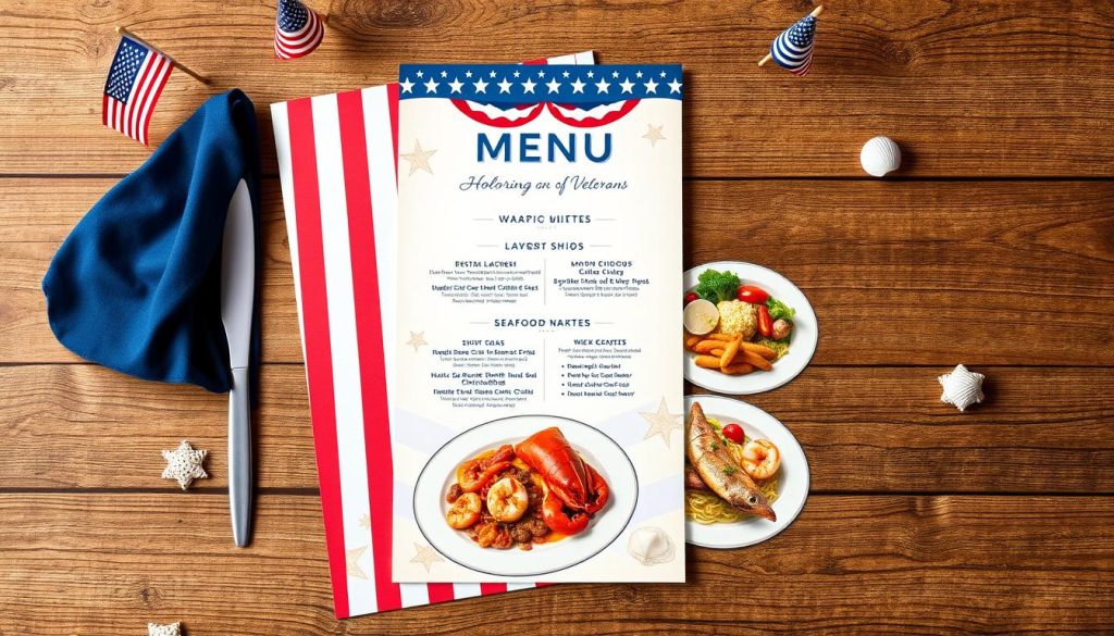 Menu honoring veterans