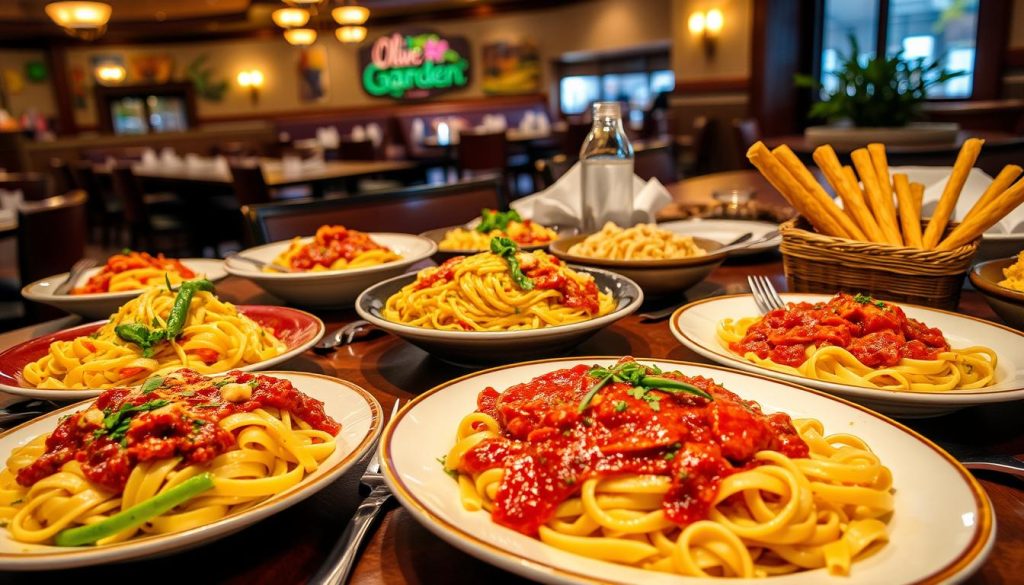 Olive Garden never ending pasta menu