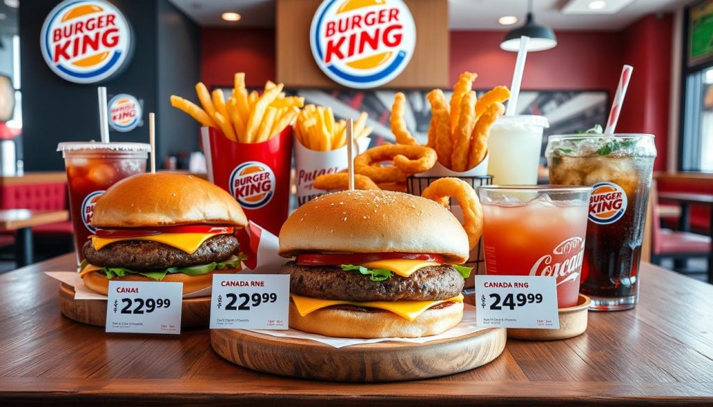 burger king menu in Canadian dollars