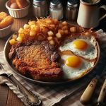 Dennyʼs Country Fried Steak & Eggs With Hash Browns