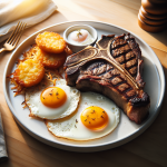 Dennyʼs T Bone Steak & Eggs With Hash Browns